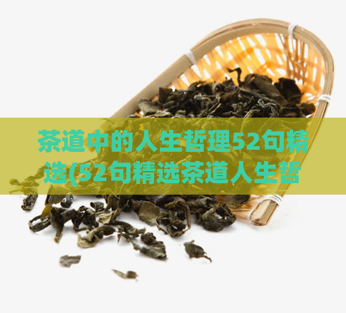 茶道中的人生哲理52句精选(52句精选茶道人生哲理)