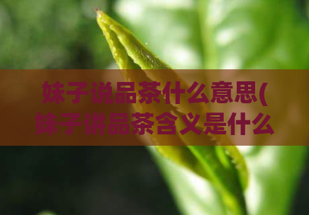 妹子说品茶什么意思(妹子讲品茶含义是什么？——了解品茶文化!)