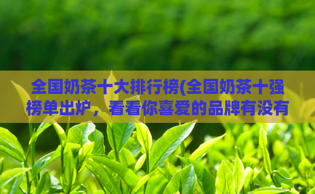 全国奶茶十大排行榜(全国奶茶十强榜单出炉,看看你喜爱的品牌有没有入选!)