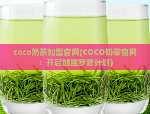 coco奶茶加盟官网(COCO奶茶官网：开启加盟梦想计划)