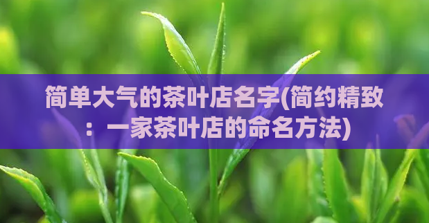 简单大气的茶叶店名字(简约精致：一家茶叶店的命名方法)