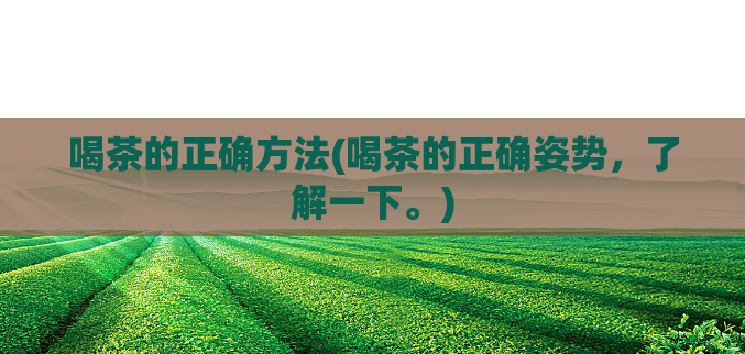 喝茶的正确方法(喝茶的正确姿势,了解一下。)