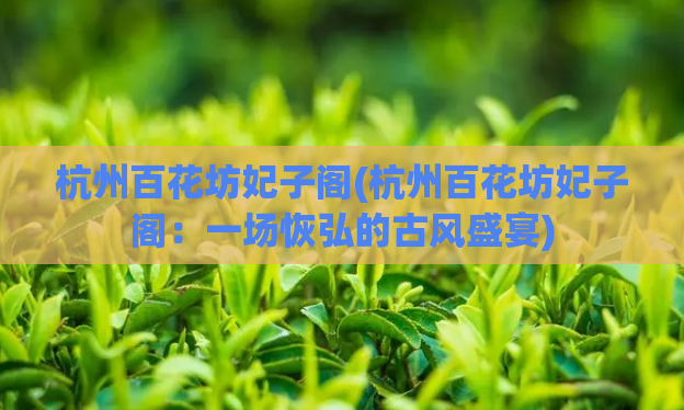 杭州百花坊妃子阁(杭州百花坊妃子阁:一场恢弘的古风盛宴)