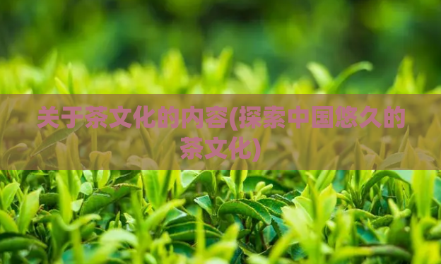 关于茶文化的内容(探索中国悠久的茶文化)