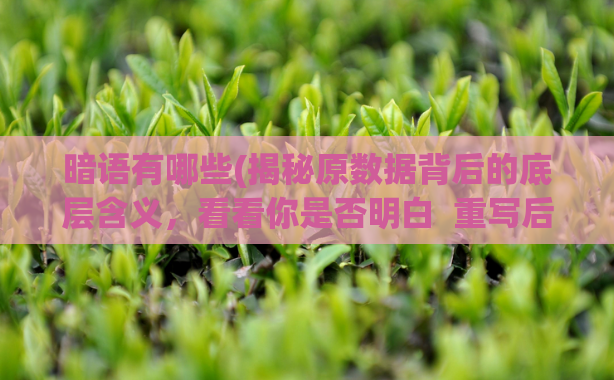 暗语有哪些(揭秘原数据背后的底层含义，看看你是否明白  重写后：数据背后的深层含义揭秘)