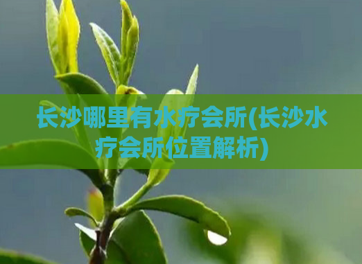 长沙哪里有水疗会所(长沙水疗会所位置解析)
