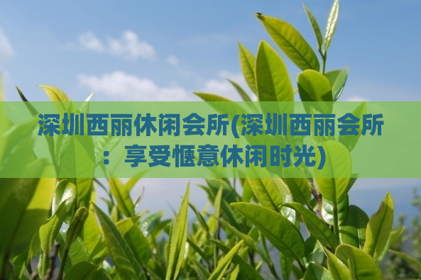 深圳西丽休闲会所(深圳西丽会所：享受惬意休闲时光)