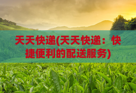 天天快递(天天快递:快捷便利的配送服务)